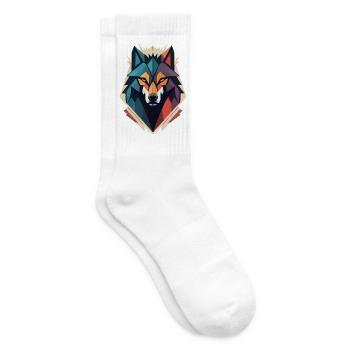 Geometrischer Wolfskopf - Tennissocken - Weiß - Rechts