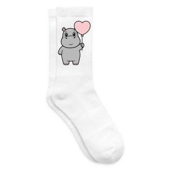 Amour en cœur d’hippopotame doux - Chaussettes de tennis - blanc - Droite