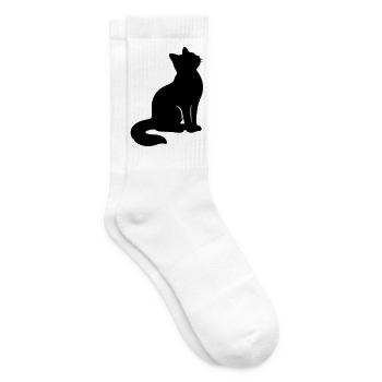 Sitzende Katze Silhouette Schwarz - Tennissocken - Weiß - Rechts