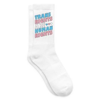 Mois de la Fierté LGBTQ - Les droits des personnes trans sont des droits humains - Chaussettes de tennis - blanc - Droite