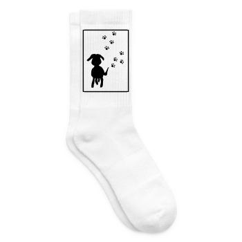 Paw Tracks: Dog Silhouette - Tennis socks - white - Right