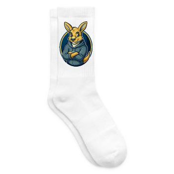 Kangaroo Kawaii mascotte dessin animé Clipart Logo Badge - Chaussettes de tennis - blanc - Droite