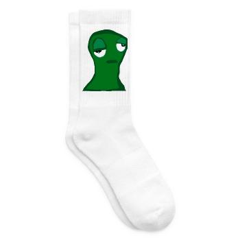 Müde grüne Figur – minimalistischer Cartoon,  Frus - Tennissocken - Weiß - Rechts