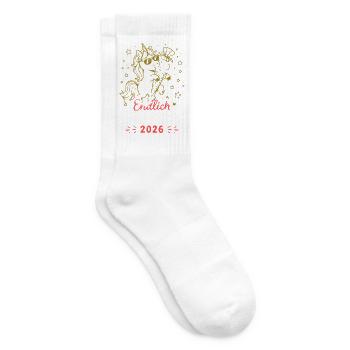 Einhorn Schulkind 2026 Erstschultag - Tennissocken - Weiß - Rechts