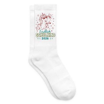 Unicornenfeier Schulkind 2026 - Tennissocken - Weiß - Rechts