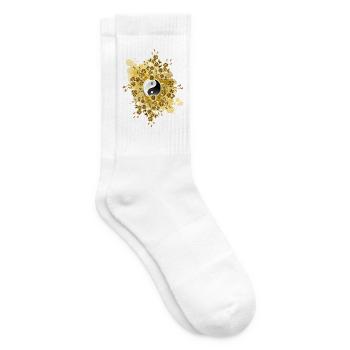Yin Yang Flowers – Zen Gift - Tennis socks - white - Right