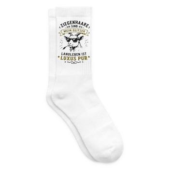 Ziegenhaar Glitzer: Luxus am Land - Tennissocken - Weiß - Rechts