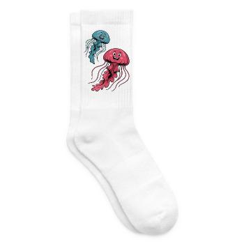 Fröhliche Quallen - Tennissocken - Weiß - Rechts