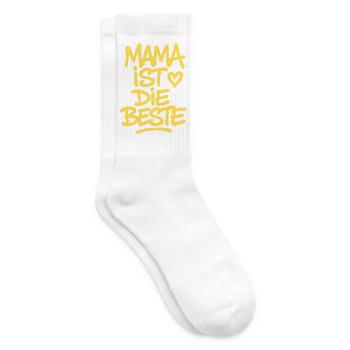 mama_ist_die_beste_gelb - Tennissocken - Weiß - Rechts