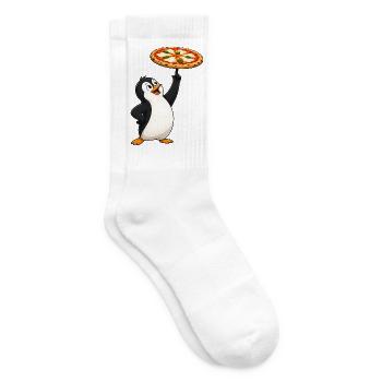 Pinguin Pizza Margherita Lustiger Cartoon - Tennissocken - Weiß - Rechts