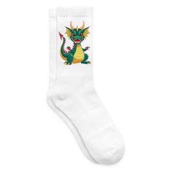 Grimmiger kleiner Drache Feuer Vektor Design - Tennissocken - Weiß - Rechts