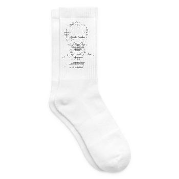 Charles Bukowski-Porträt ASCII - Tennissocken - Weiß - Rechts