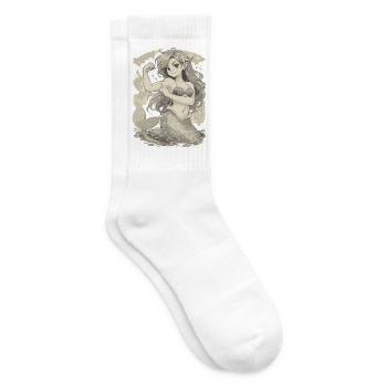 Starke Meerjungfrau – Power Tattoo Design - Tennissocken - Weiß - Rechts