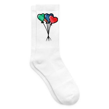 Aquarell-Herzballons-Trio - Tennissocken - Weiß - Rechts