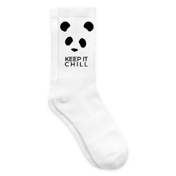 Bamboo Society – Keep It Chill! Ein minimalistisch - Tennissocken - Weiß - Rechts
