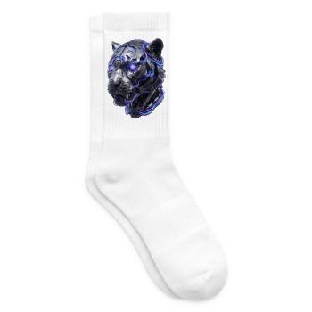 Neon-Tiger Kopf - Tennissocken - Weiß - Rechts