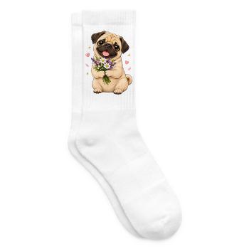 Mops Hund süßer Mops niedlicher Mops - Tennissocken - Weiß - Rechts
