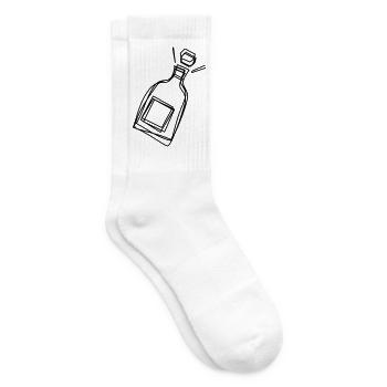 Sektflasche handgezeichnet - Tennissocken - Weiß - Rechts