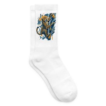 Bouldern Leopard – Abstraktes Klettern - Tennissocken - Weiß - Rechts