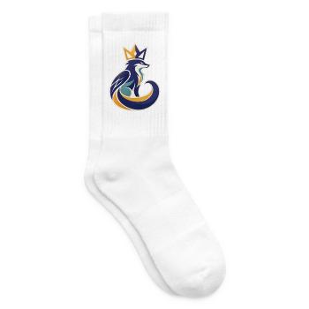 König Fuchs Logo Krone Maskottchen Wappen - Tennissocken - Weiß - Rechts