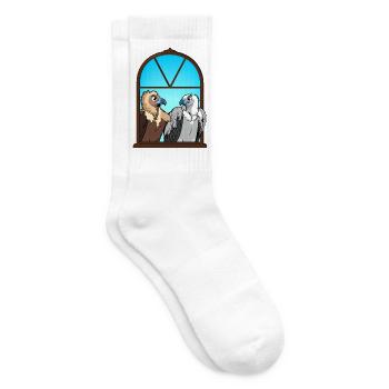Urbane Aasgeier, das Fensterduo Vögel Portrait - Tennissocken - Weiß - Rechts