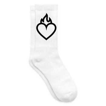 flammendes Herz - Tennissocken - Weiß - Rechts