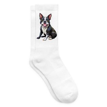Boston Terrier Hundesitting - Tennissocken - Weiß - Rechts