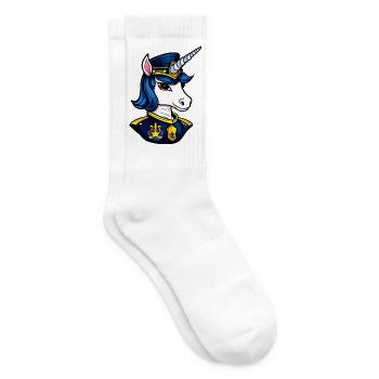 Unicorn Polizei / Polizist Einhorn - Tennissocken - Weiß - Rechts
