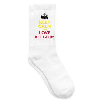 Keep Calm & Love Belgium - Tennissocken - Weiß - Rechts