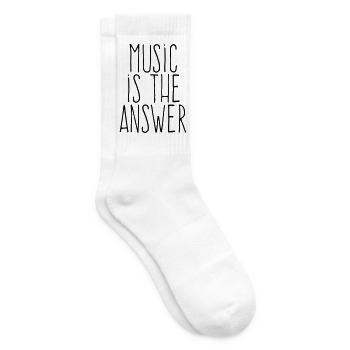 Music Is The Answer | Minimalist Hand-Drawn  - Tennis socks - white - Right
