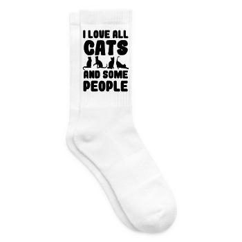 Ich liebe alle Katzen und einige Menschen* - Tennissocken - Weiß - Rechts