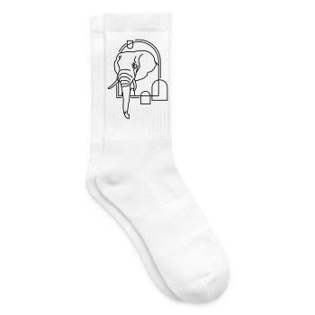 Éléphant en forme géométrique - Conception d’art au trait - Chaussettes de tennis - blanc - Droite