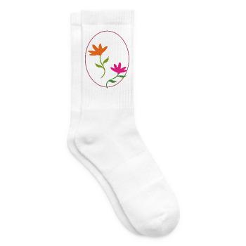 Easter egg with two flowers - Tennis socks - white - Right