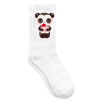 niedlicher Panda mit rotem Eis am Stil - Tennissocken - Weiß - Rechts