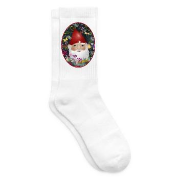 Magical Cute Garden Gnome Flowers Garden - Tennis socks - white - Right