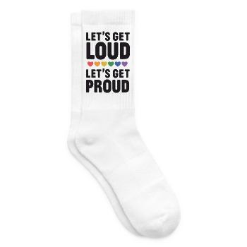 LGBT Pride Month - Let's get Loud, let's get proud - Tennis socks - white - Right