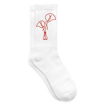 Rote Blumenskizze - Tennissocken - Weiß - Rechts