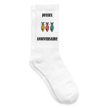 ALLES GUTE ZUM GEBURTSTAG. ALLES GUTE ZUM GEBURTSTAG. JAHRESTAG. - Tennissocken - Weiß - Rechts