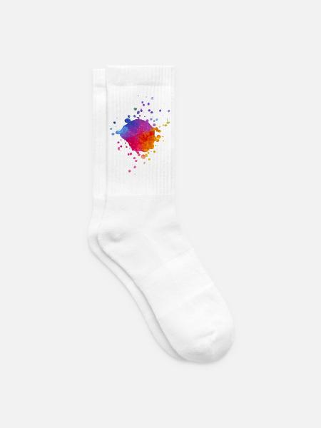 Bunte Farbspritzer - Farbverlauf Aquarell - Tennissocken - Weiß