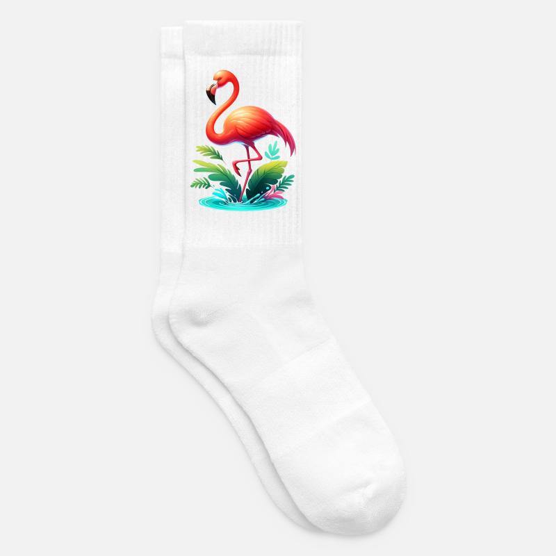 Flamingo - Tennissocken - Weiß
