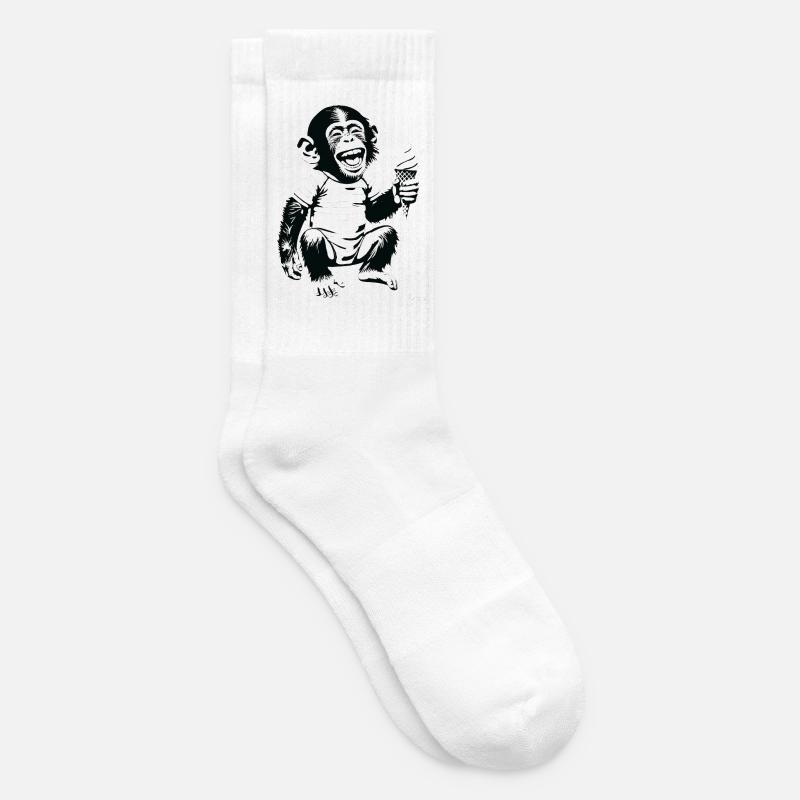 Verspielter Affe mit Eiscreme-Design - Tennissocken - Weiß