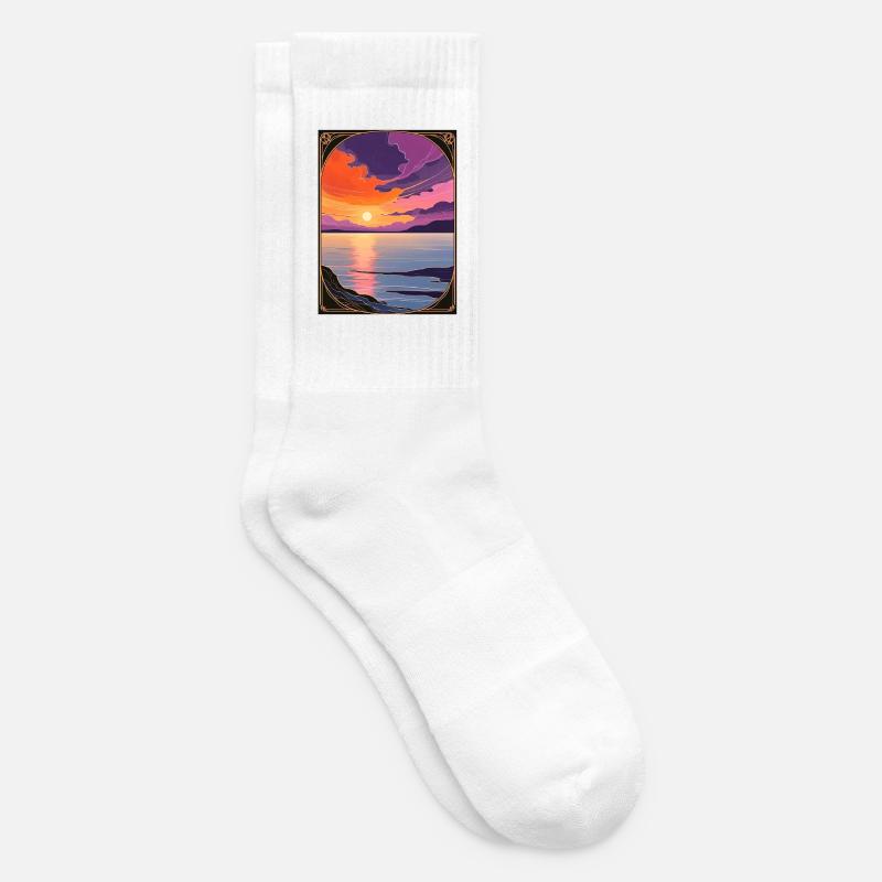 Bewitching Coastal Sunset - Tennis socks - white