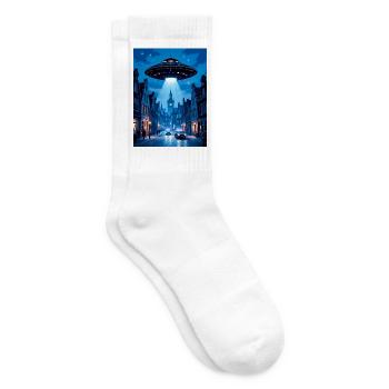 Belgian Wave – UFOs in the sky - Tennis socks - white - Right