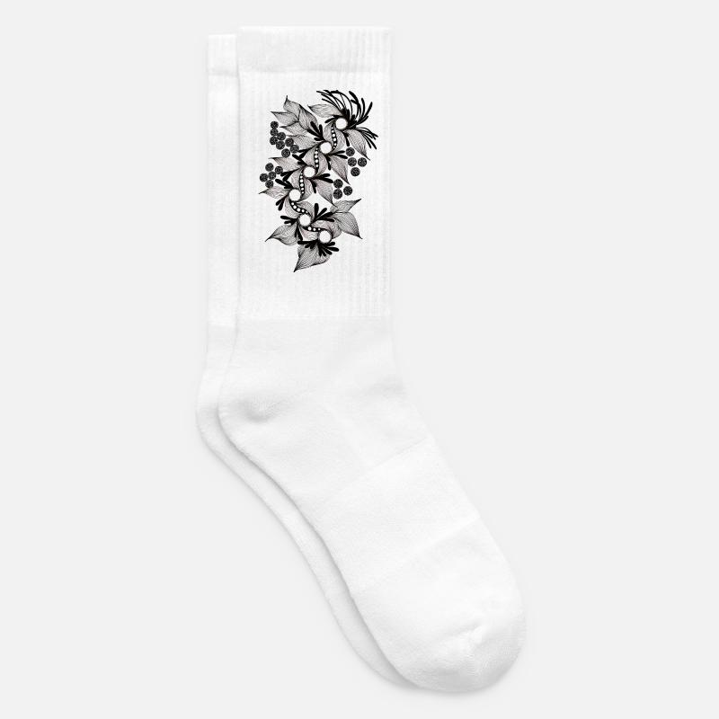 Black and White Flower Spiral - Tennis socks - white