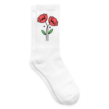 mohnblume-mohnblumen-minimalistisch-line-art-5 - Tennissocken - Weiß - Rechts