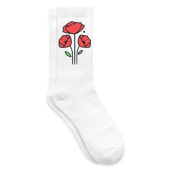 mohnblume-mohnblumen-minimalistisch-line-art-1 - Tennissocken - Weiß - Rechts