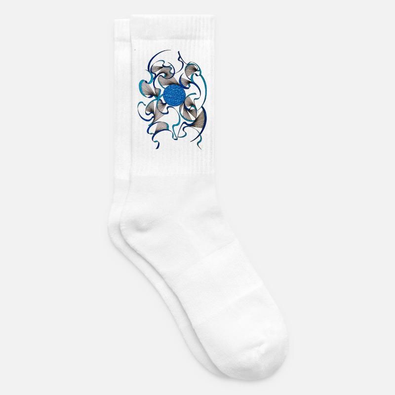 Blue Swirl Flower Pattern - Tennis socks - white