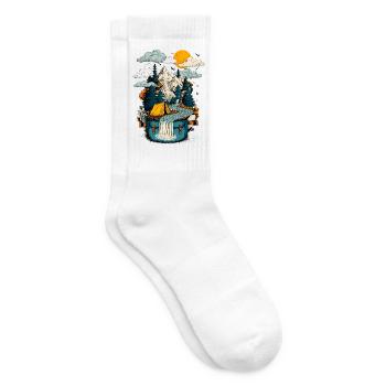 Bergsee Pfad - Camping Backpacker Motiv - Tennissocken - Weiß - Rechts
