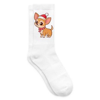 Warmer Weihnachts-Chihuahua - Tennissocken - Weiß - Rechts