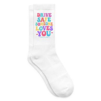Conduis prudemment, quelqu’un t’aime - Chaussettes de tennis - blanc - Droite